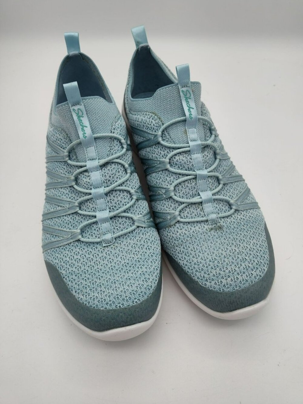 SKECHERS Arya Womens Slip On Shoes Sz 9 Blue 23757 Breathable Memory Foam